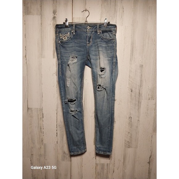 Rock Revival Abrienda Skinny Size 27 Distressed - Picture 1 of 10